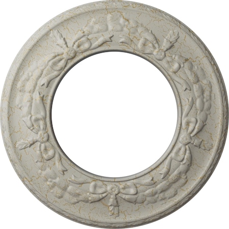 Ekena Millwork Salem Ceiling Medallion (Canopies up to 7 1/8"), 13 1/4"OD x 7 1/8"ID x 7/8"P, Pot of Cream Crackle CM13SAPCC